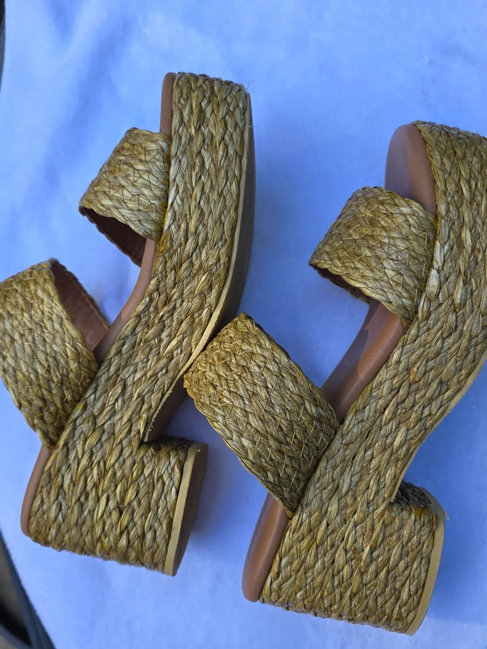 Matisse Beach Woven Straw Platform Slide Sandals - Natural Tan